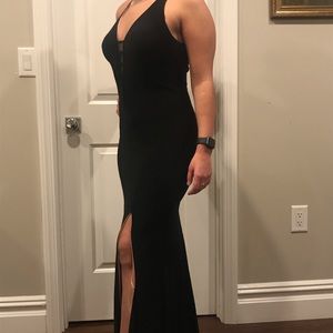 Deep V neck gown with cream lining